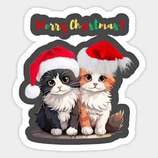 Merry Christmas Celebration with Festive Cats: A Joyful Holida t-shirty Gathering Sticker